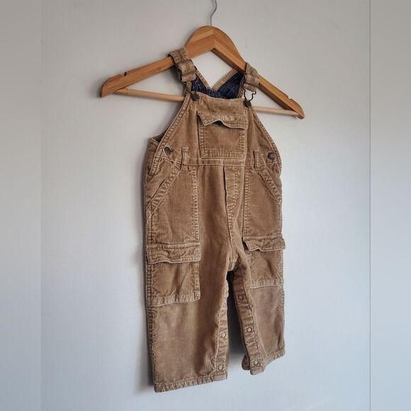 Osh Kosh B' gosh Kids Tan Overalls Flannel Lining Size 12 months - Picture 2 of 10